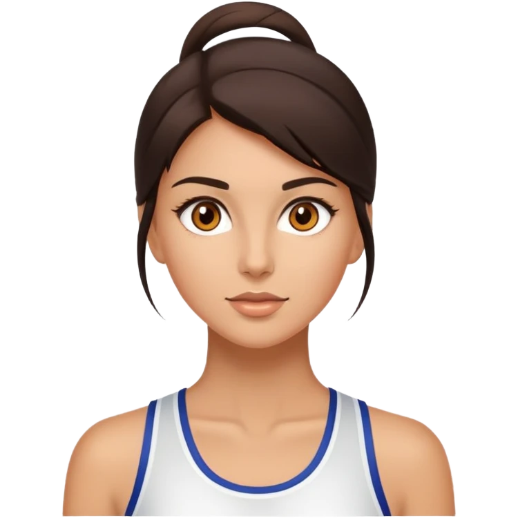brunette, brown eyes, classic and sporty style emoji