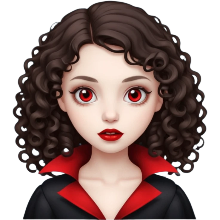 vampire brunette girl with curly, almost straight hair big emoji