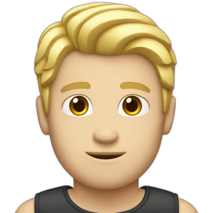 white guy with half blond and black hair on a computer emoji