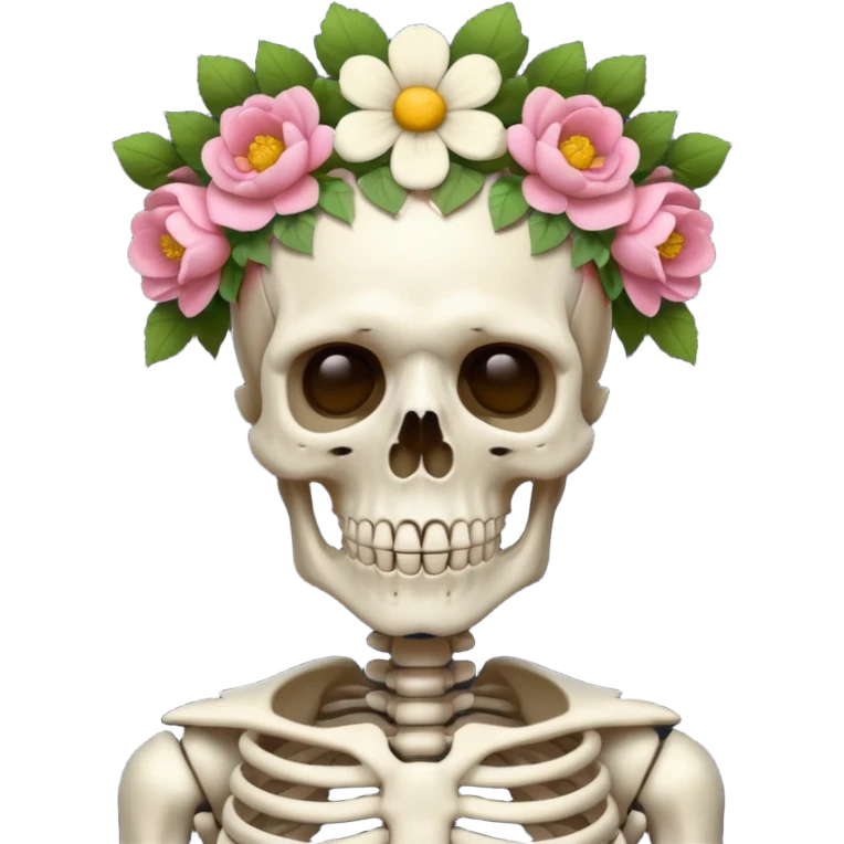 skeleton man with flower crown emoji