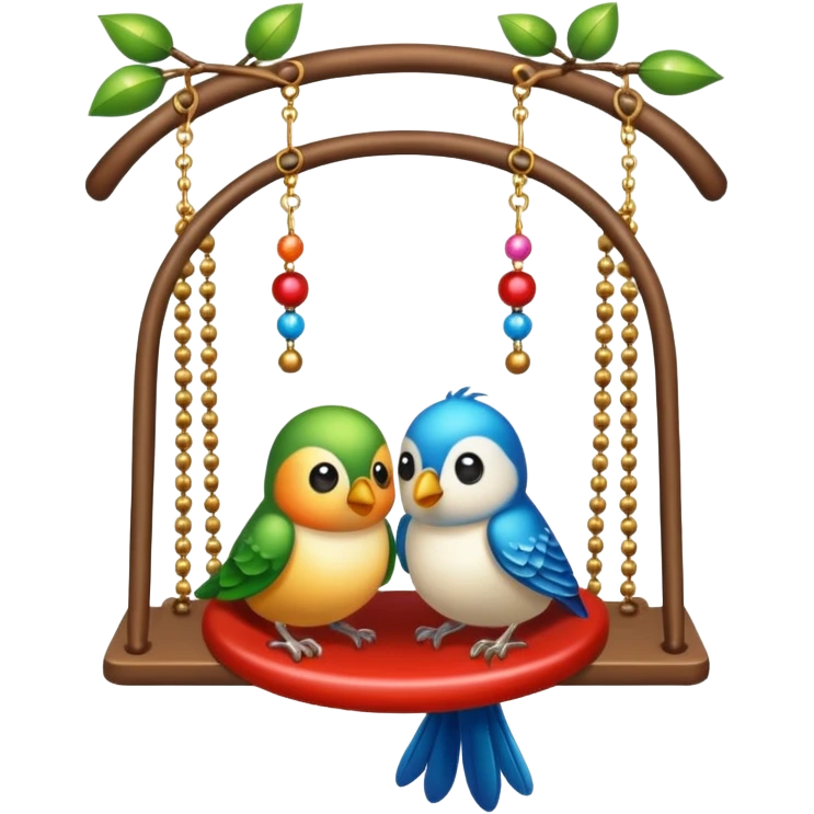 Swing with beads and bells for bird, birds wont sit right emoji
