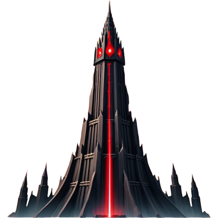 Barad Dúr from Lord of the Rings, Dark, giant Tower, with red laser beams shooting into the sky emoji