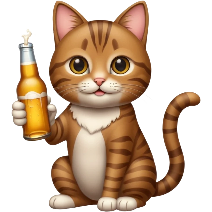 a cute cat holding a beer bottle emoji