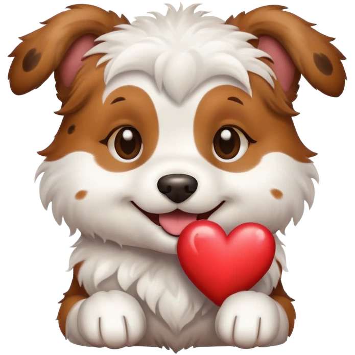dog holding a heart emoji