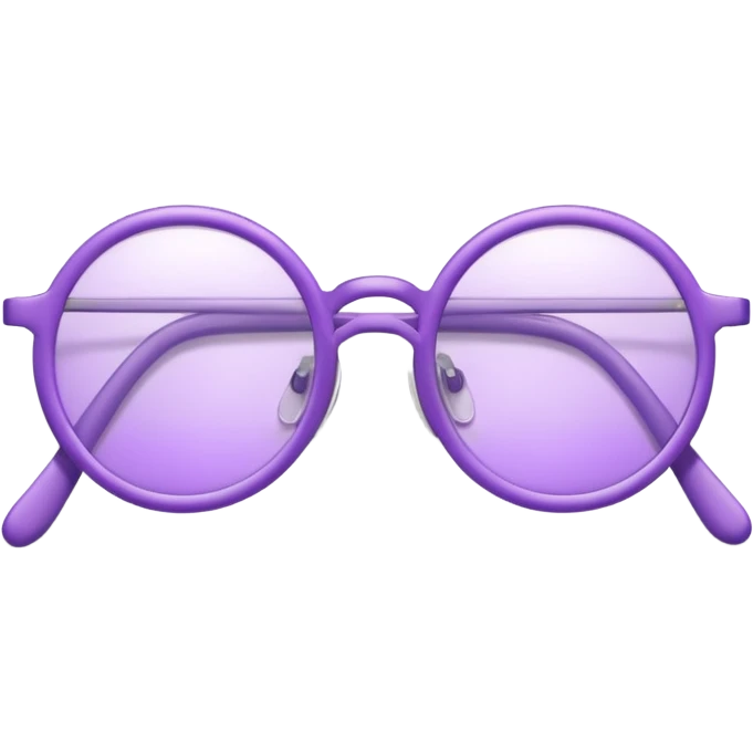 A 3D cartoon lavender-purple round spectacle with thin circular rims, clear lenses, soft shadow. Only glasses emoji