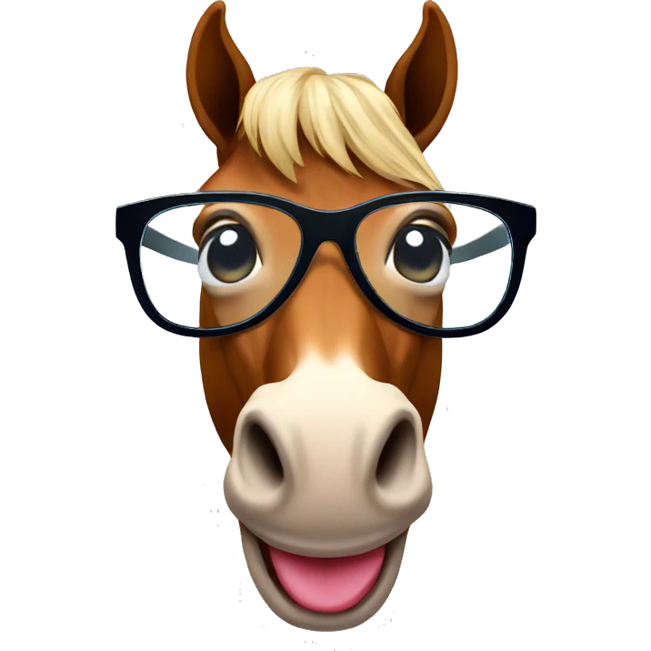 horse with glasses and tongue out emoji