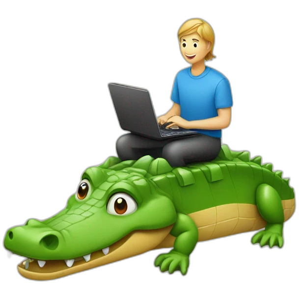 ordinateur sur un crocodile emoji