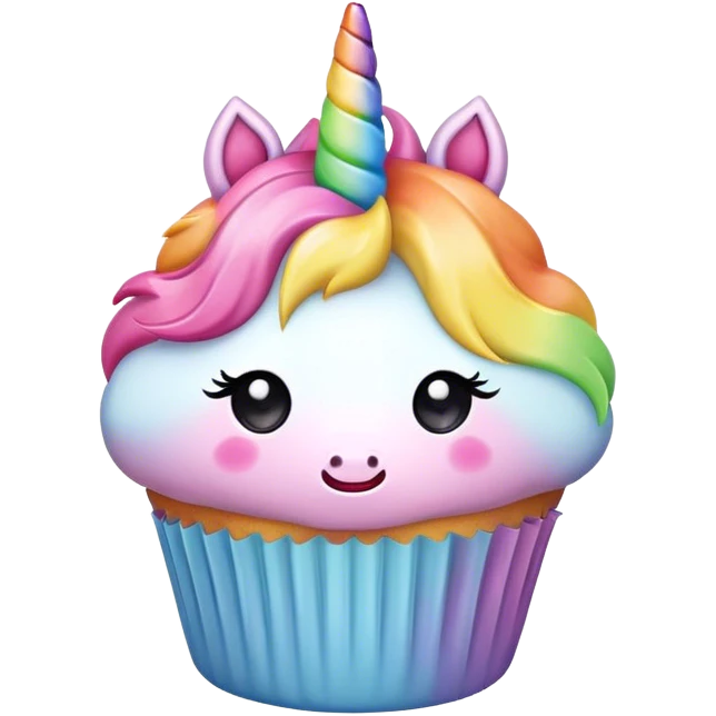 kawaii pastel rainbow unicorn cupcake emoji
