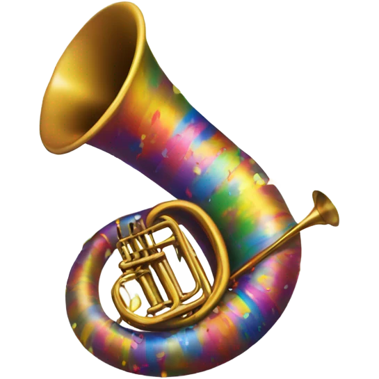 Horn blowing colorful confetti emoji