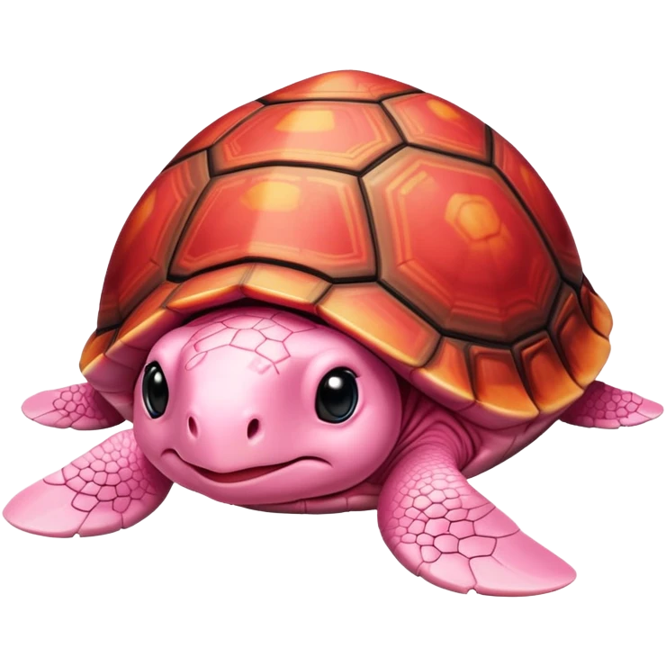 light pink turtle with a much bigger head in chibi style, red shell, cute, adorable, looks like a stuffed animal with no details in skin emoji