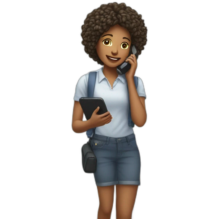 Femme qui utilise son téléphone à l'école emoji