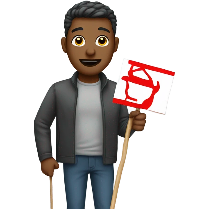 man holding placard on stick emoji