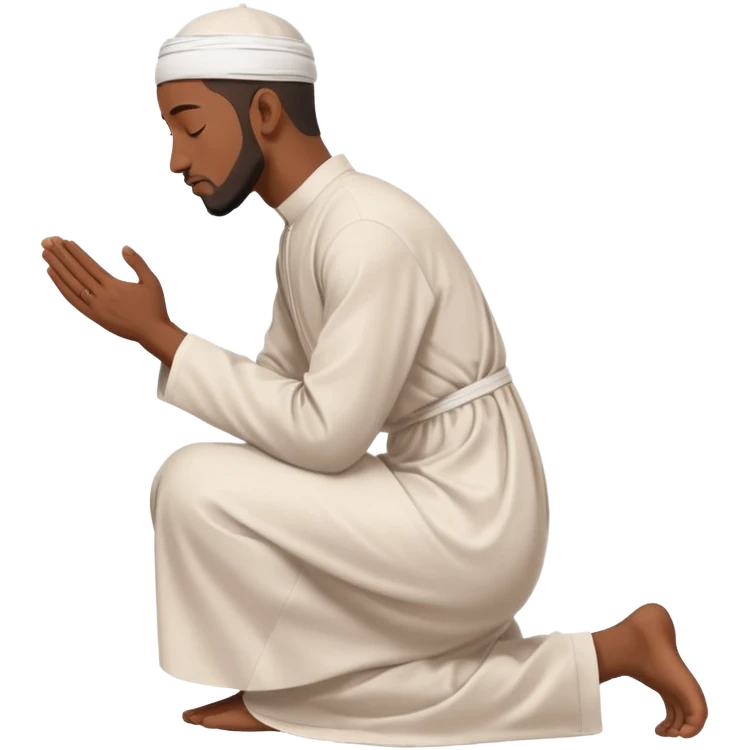 молящийся черный  мусульманин в полный рост с боку на коленях emoji
