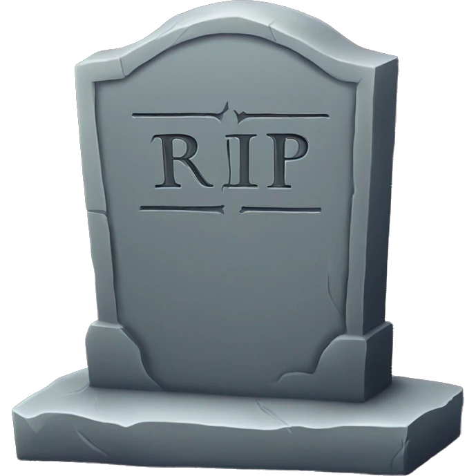 Tombstone that says RIP Monday emoji