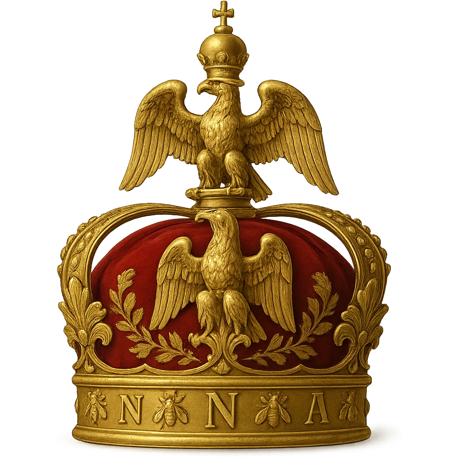 Napoleon symbol of France, imperial crown, gold, detailed, majestic, on a neutral background emoji