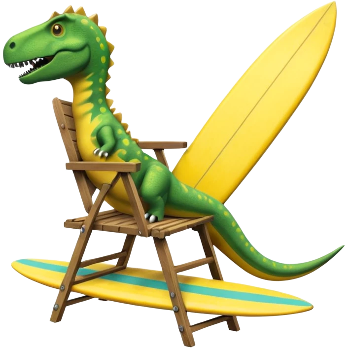 A chair falling off a roof with a surfing dinosaur  emoji