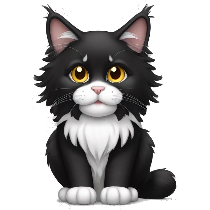 fluffy tuxedo maine coon emoji