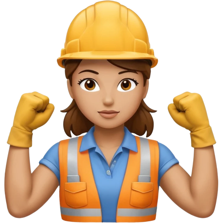 construction worker flexing her muscles emoji