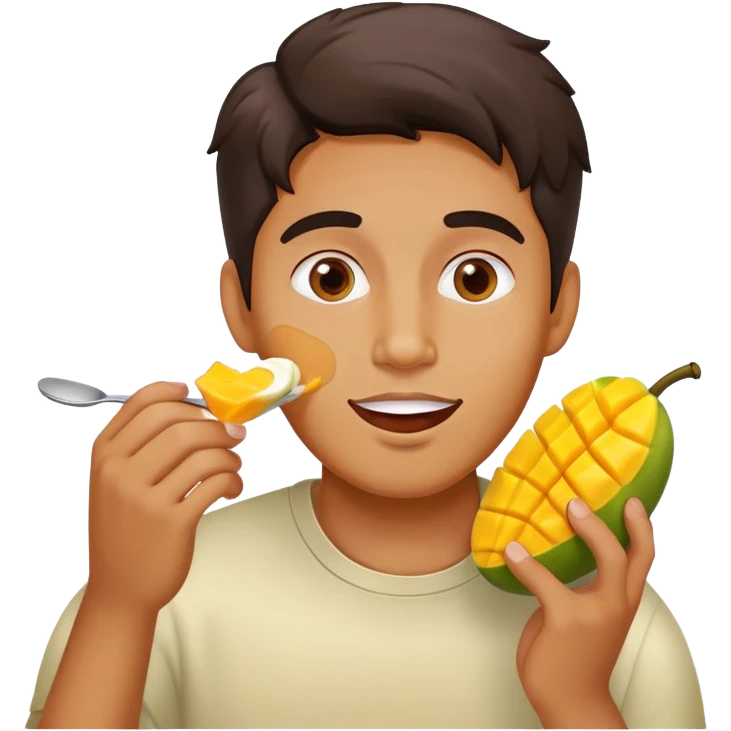 Guy eating creamy mango  emoji