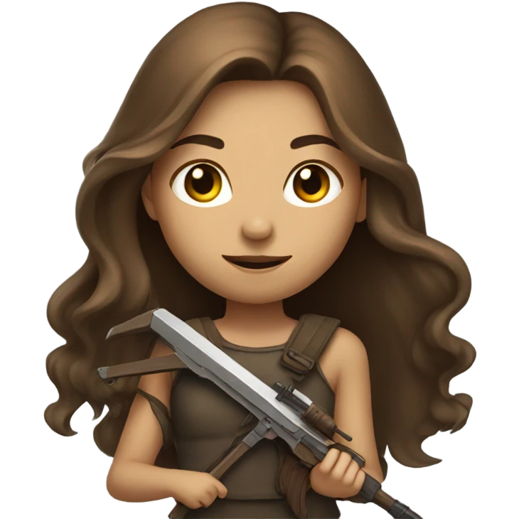 girl with long brown hair holding weapon   emoji