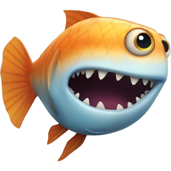 Silly fish with teeth emoji