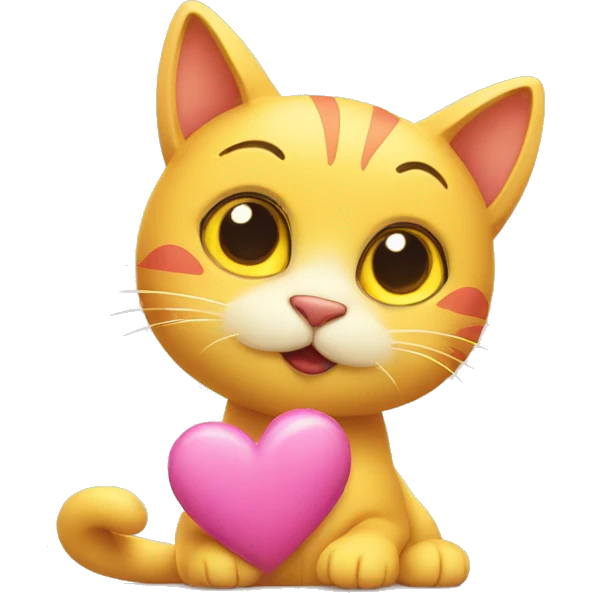 Yellow Cat with heart eyes and 3 hearts around face emoji