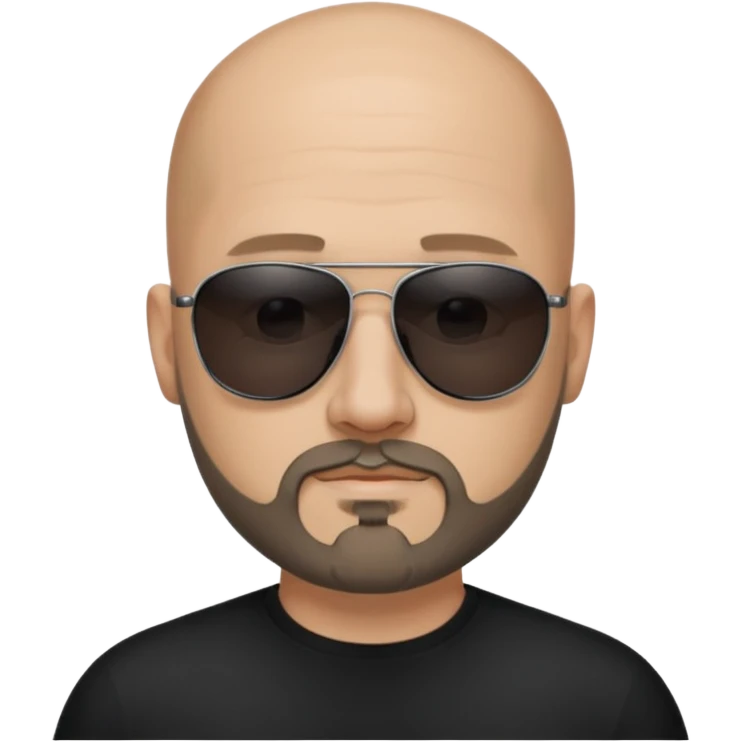 Bald man, wearing black fashion sunglasses, goatee beard emoji