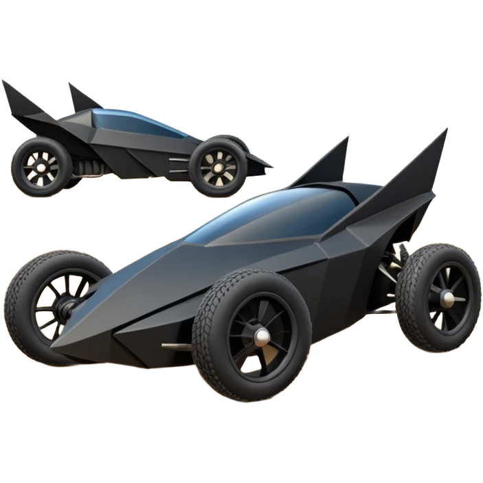  the animated series aerodynamic futuristic Batmobile loosely based on 1936 school bus (flat long straight faceted mechanical body) stealthy town hot rod sand racing buggy  emoji