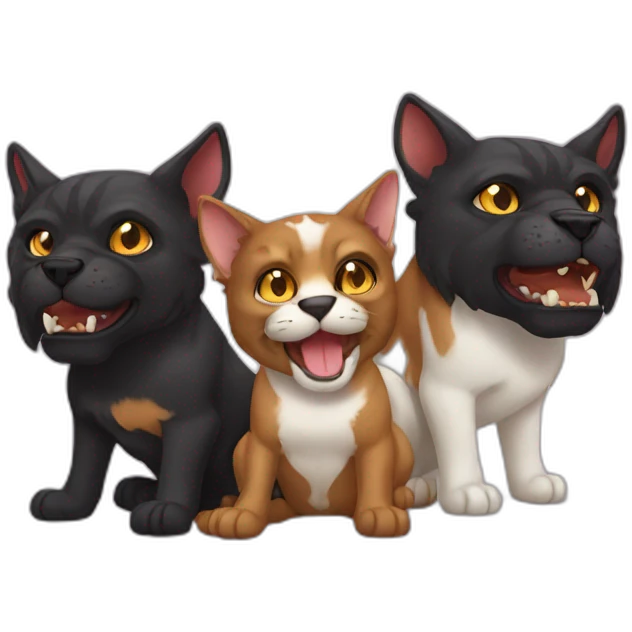 Cerberus with cat heads emoji