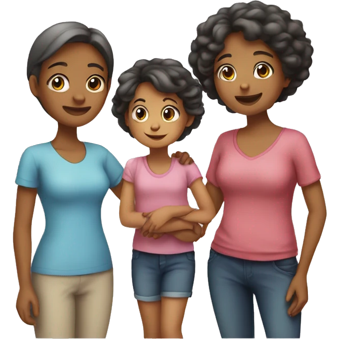 Family of mother and a girl 20 years and girl 17 years and boy 11 years and girl 5 months old emoji