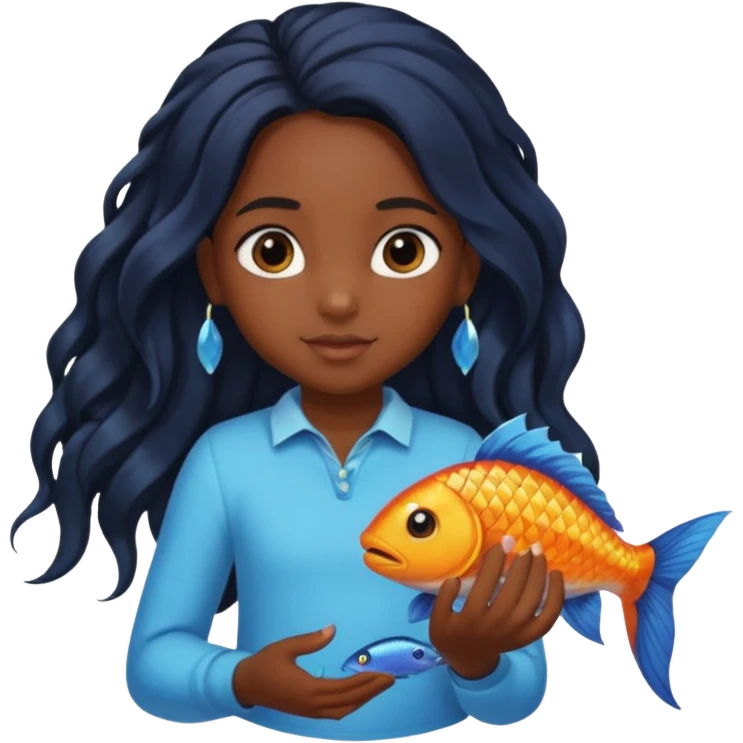 black girl kid with fish tail emoji