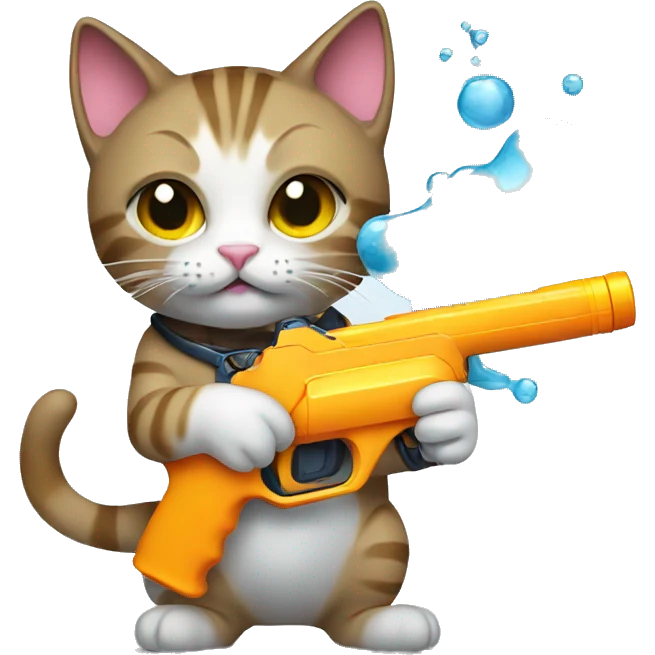 cat holding water gun emoji