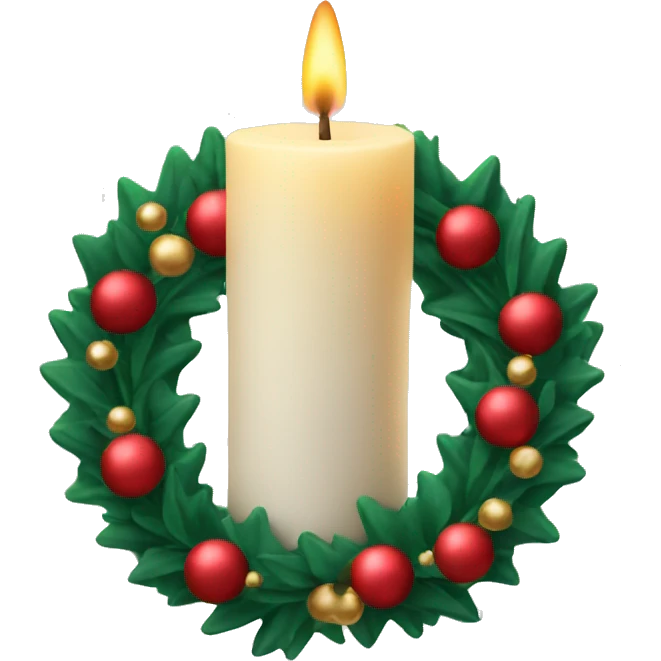 candle with christmas wreath emoji
