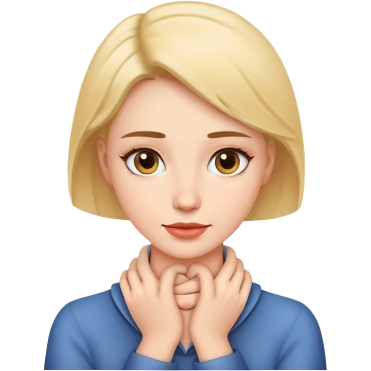 woman with her hands around her neck emoji
