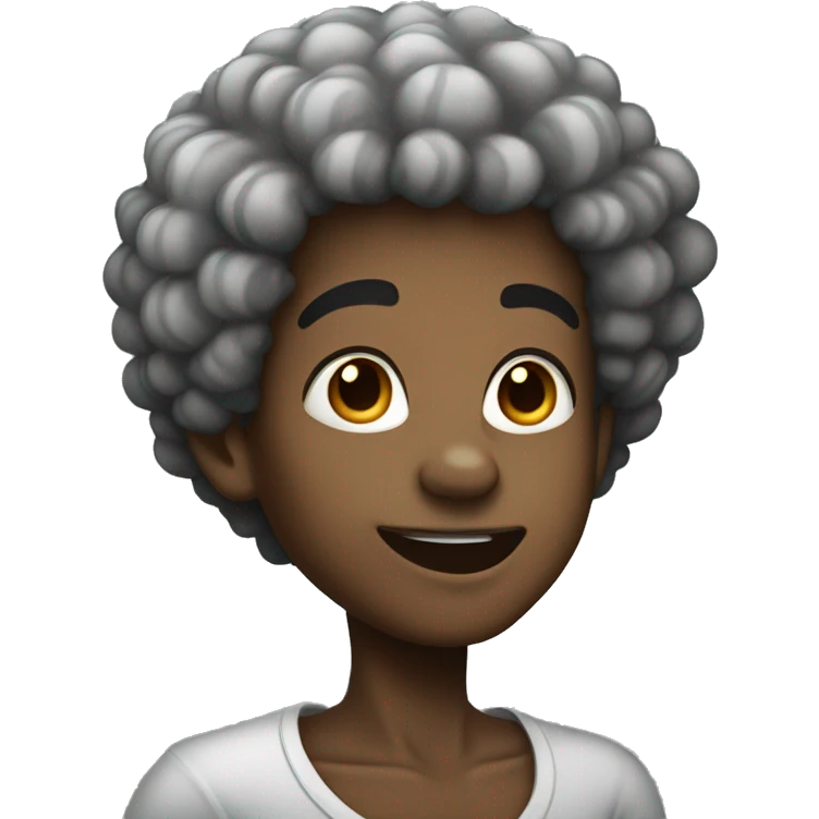 Pretty African American boy with Afro and neck tattoos emoji