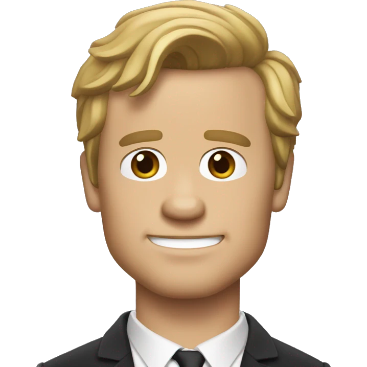 Barney Stinson, with white skin, a short face, and dark blond hair that sticks out at the front. emoji