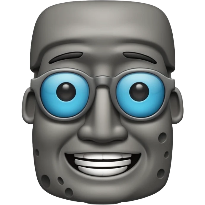 Un moai tranquilo con unos lentes y una sonrisa  emoji