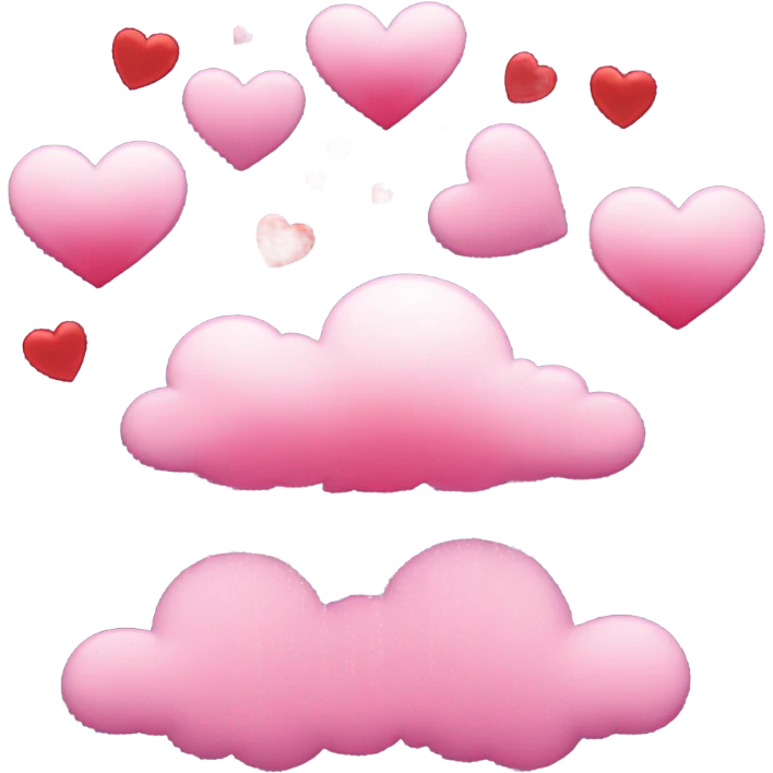 Pink cloud raining down red and pink hearts  emoji