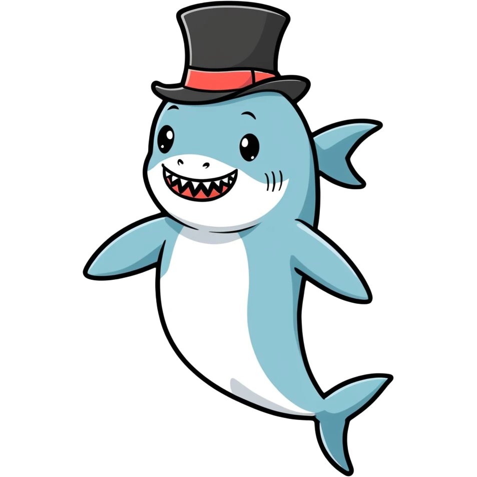 Shark with a top hat emoji