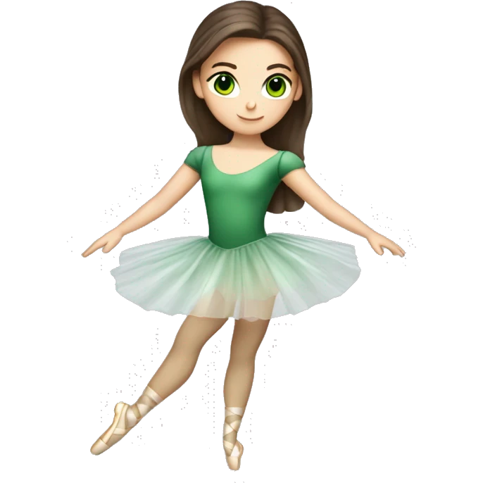 Very clear brunette haired whit plaid skin and green eyes doing ballet  emoji