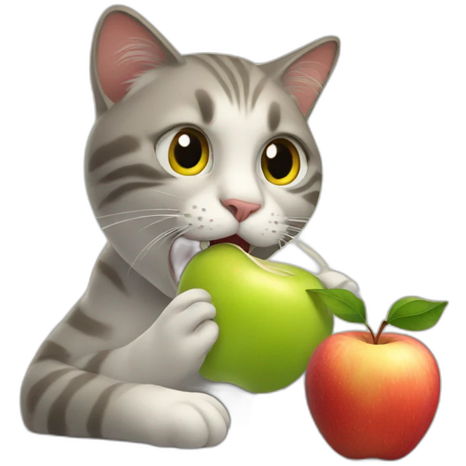 Cat eats apple emoji