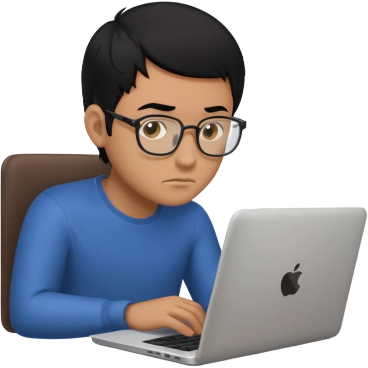 make an emoji of a male black hair developer behind laptop emoji