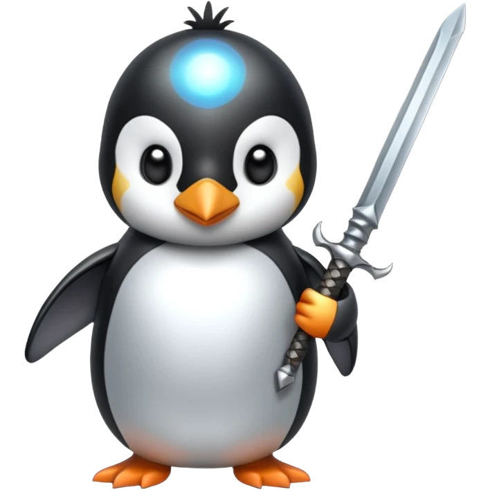 Penguin sword in hand emoji