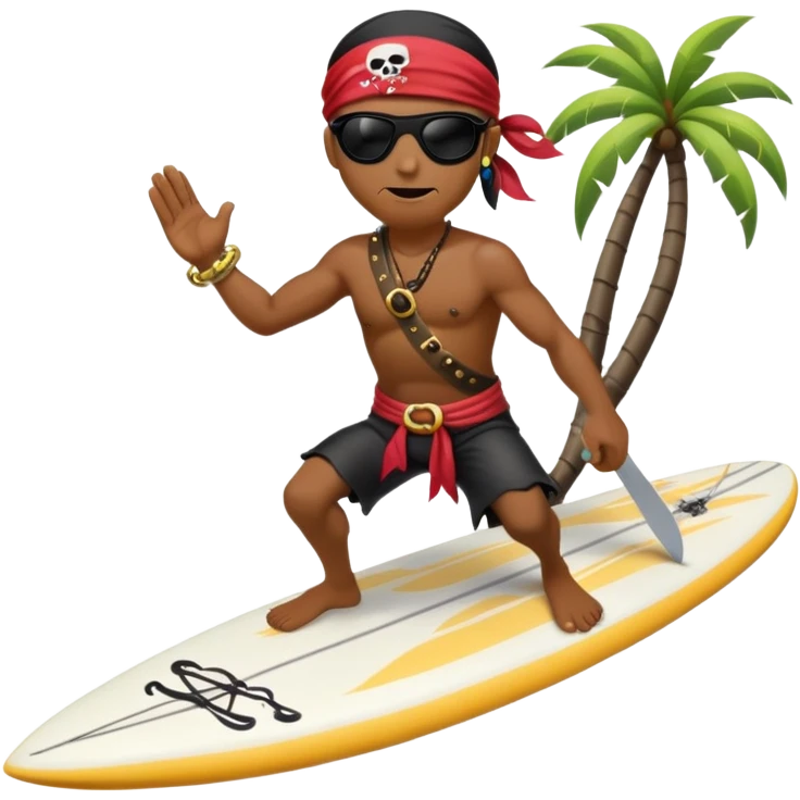 A black pirate sufing emoji