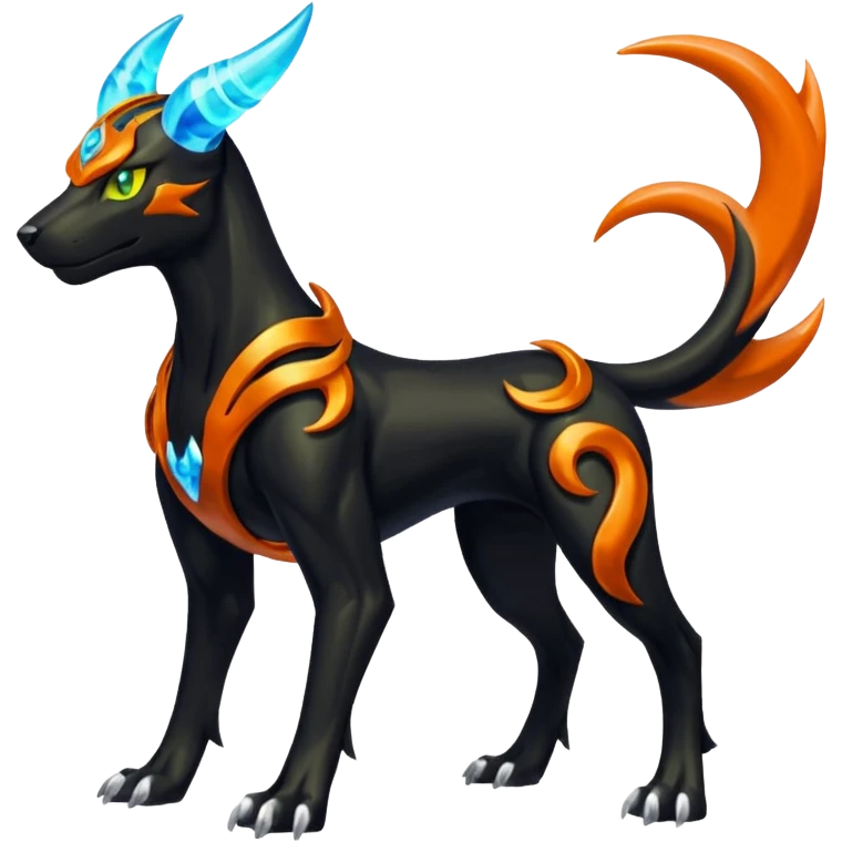 Shiny 4-legged Electrike-Virizion-Zygarde-Houndoom-fusion, full body emoji