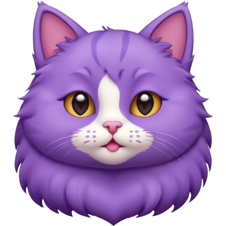 super cute purple cat, blushing cheeks, heart-shaped nose emoji
