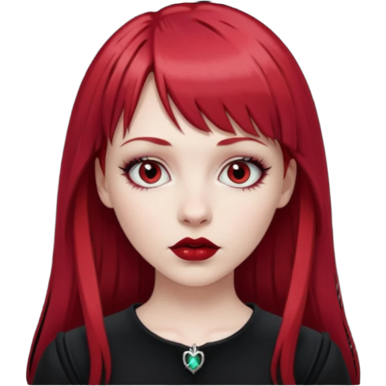 White girl with red hair, bangs and gothic  emoji
