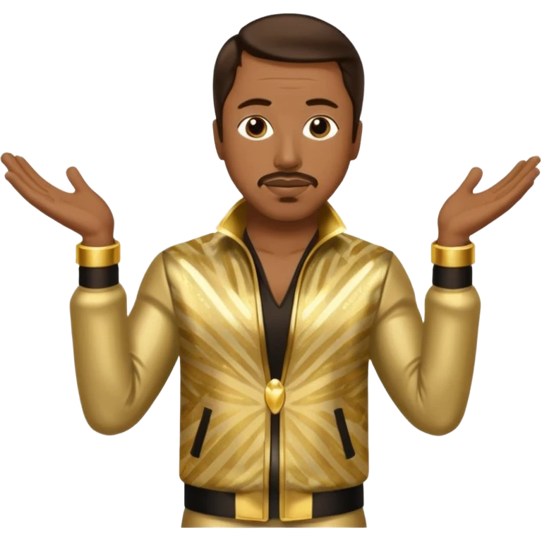 MC Hammer with dark brown hair, gold outfit emoji
