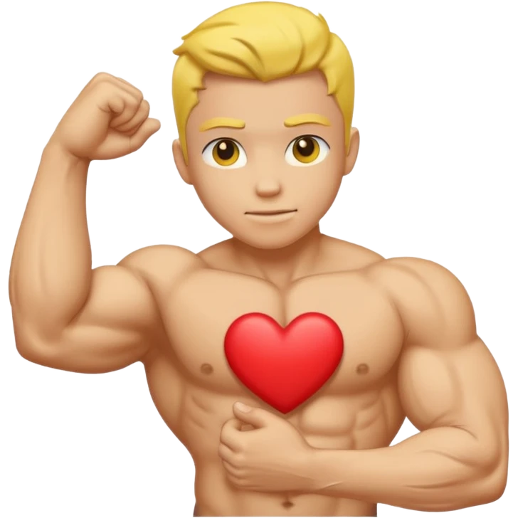 Yellow bicep with heart emoji tattoo in center emoji