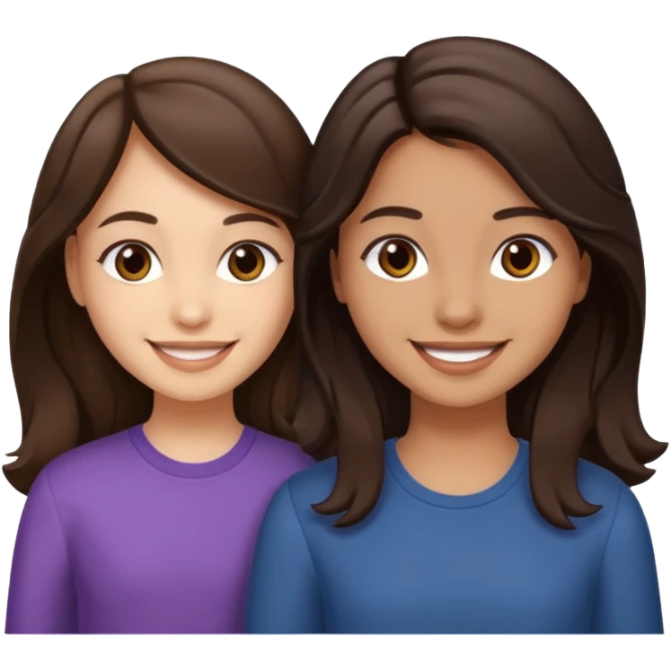 Longer wavy hair for one and straight for the other both dark brown hair. Light skin tone emoji